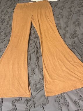Xhilaration Camel Faux Suede Bell Bottom Flare Pants